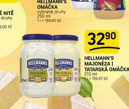 HELLMANN'S MAJONÉZA | TATARSKÁ OMÁČKA 210 ml