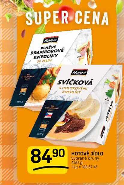 HOTOVÉ JÍDLO vybrané druhy 450 g