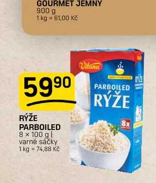 RÝŽE PARBOILED 8 × 100 g varné sáčky