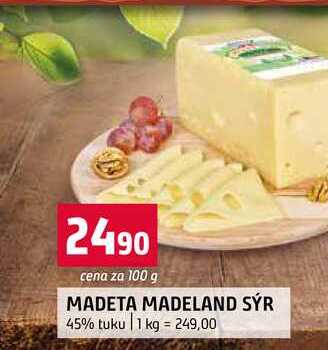 MADETA MADELAND SÝR 45% tuku 100g