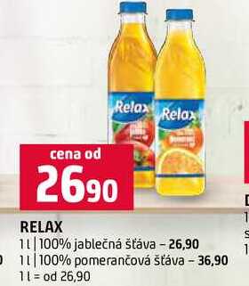 RELAX 1l 100% jablečná šťáva 1l 100% pomerančová šťáva 