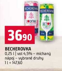 BECHEROVKA 0,25l vol 4,5% míchaný nápoj vybrané druhy
