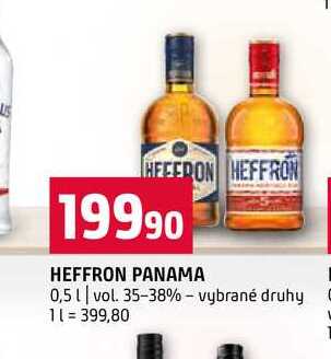 HEFFRON PANAMA 0,5l vol. 35-38% vybrané druhy 