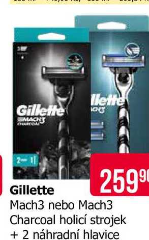 Gillette Mach3 Charcoal holicí strojek + 2 náhradní hlavice 