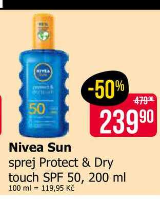 Nivea Sun sprej Protect & Dry touch SPF 50, 200 ml