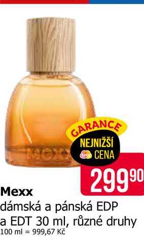 Mexx dámská a pánská EDP a EDT 30 ml, různé druhy