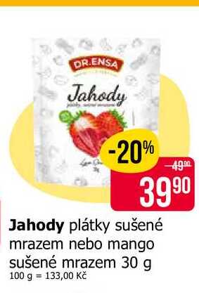 DR.ENSA Jahody plátky sušené mrazem nebo mango sušené mrazem 30 g 