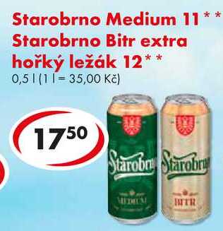 Starobrno Bitr extra hořký ležák 12, 0,5 l