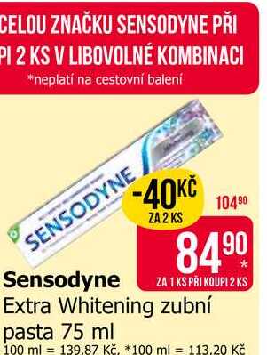 Sensodyne Extra Whitening zubní pasta 75 ml