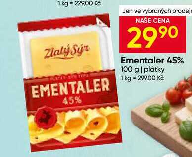 Zlatý sýr Ementaler 45% 100 g