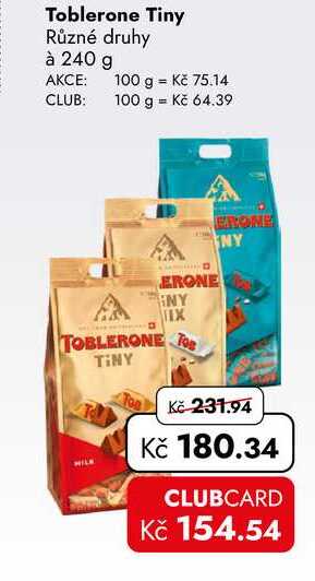 Toblerone Tiny Různé druhy à 240 g  