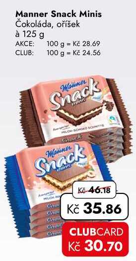 Manner Snack Minis Čokoláda, oříšek à 125 g  