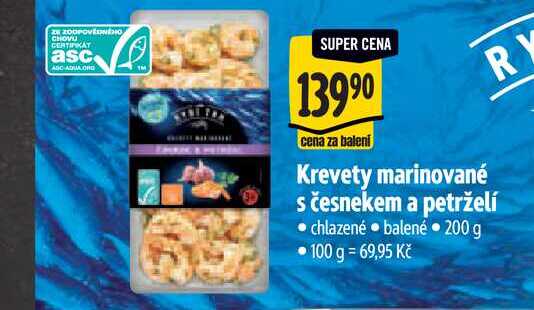  Krevety marinované s česnekem a petrželí  200 g