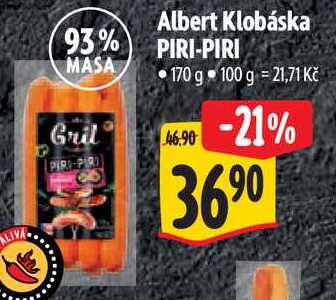 Albert Klobáska PIRI-PIRI, 170 g 