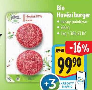 Bio Hovězí burger, 260 g  