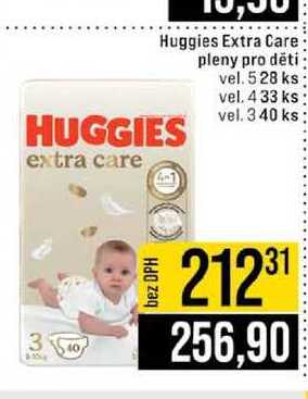 Huggies Extra Care pleny pro děti vel. 528 ks vel. 433 ks vel. 340 ks