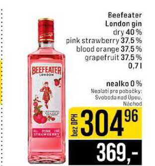 Beefeater London gin dry 40% pink strawberry 37,5% blood orange 37,5% grapefruit 37.5% 0,7l