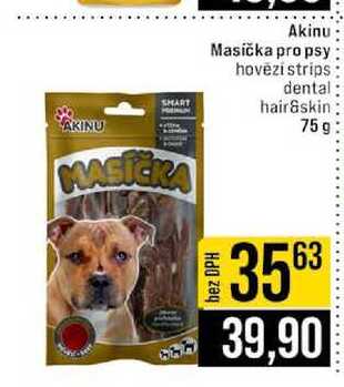 Akinu Masička pro psy hovězí strips dental hair&skin 75g 