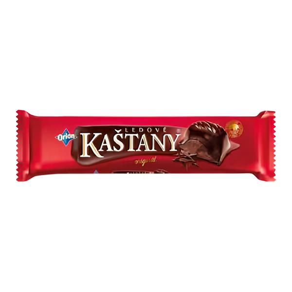 ORION Ledové kaštany tyčinka v hořké čokoládě s kakaovo-oříškovou náplní