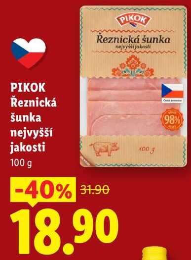 PIKOK Řeznická šunka nejvyšší jakosti, 100 g
