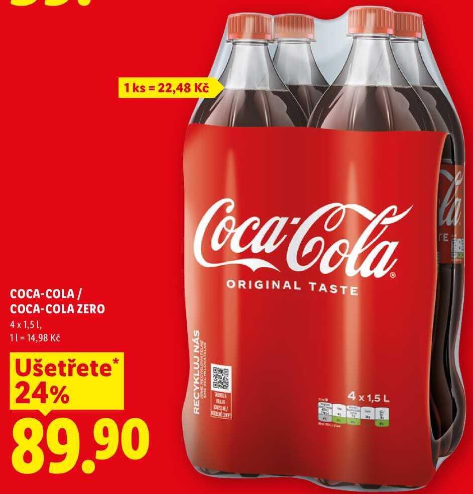 COCA-COLA/COCA-COLA ZERO, 4x 1,5 l