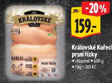 Královské Kuřecí prsní řízky chlazené, 600 g 