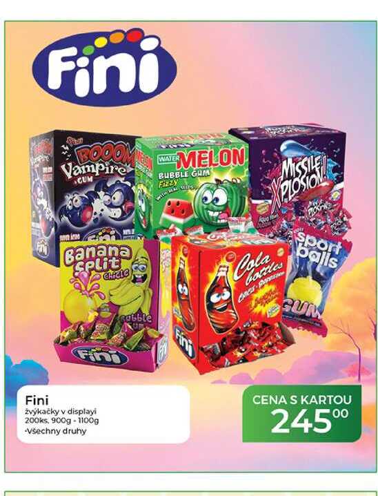 Fini žvýkačky v displayi 200ks, 900g - 1100g