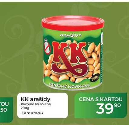 KK arašídy Pražené Nesolené 200g