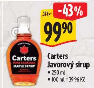 Carters Javorový sirup, 250 ml  