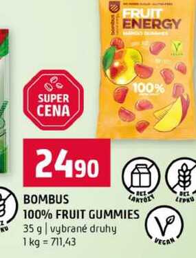 BOMBUS 100% FRUIT GUMMIES 35 g vybrané druhy