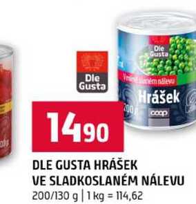 DLE GUSTA HRÁŠEK VE SLADKOSLANÉM NÁLEVU 200/130 g 