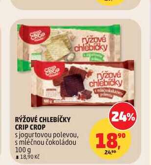 RÝŽOVÉ CHLEBÍČKY CRIP CROP s jogurtovou polevou, s mléčnou čokoládou 100g