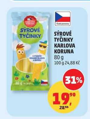 SÝROVÉ SÝROVÉ TYČINKY KARLOVA KORUNA 80 g