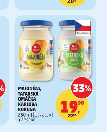 MAJONÉZA, TATARSKÁ OMÁČKA KARLOVA KORUNA 250 ml