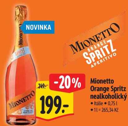 Mionetto Orange Spritz nealkoholický, 0,75 l