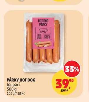 PÁRKY HOT DOG loupací 500 g