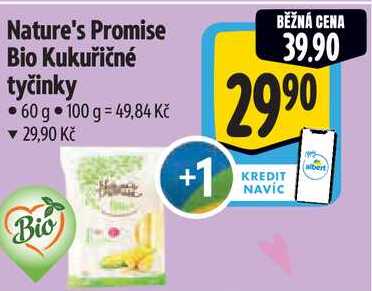 Nature's Promise Bio Kukuřičné tyčinky, 60 g  