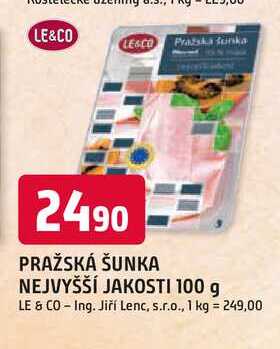 PRAŽSKÁ ŠUNKA NEJVYŠŠÍ JAKOSTI 100 g