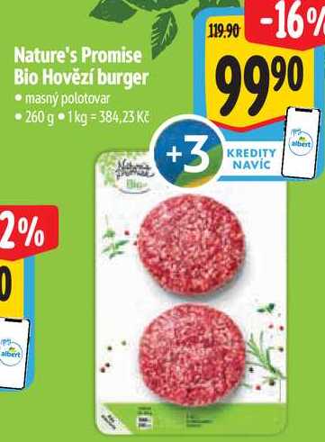 Nature's Promise Bio Hovězí burger, 260 g
