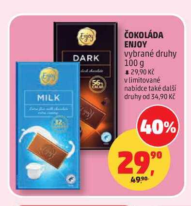 ČOKOLÁDA ENJOY vybrané druhy 100 g