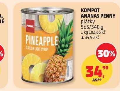 KOMPOT ANANAS PENNY plátky 565/340 g