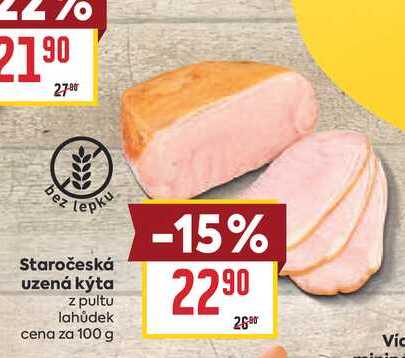 Staročeská uzená kýta z pultu lahůdek cena za 100 g