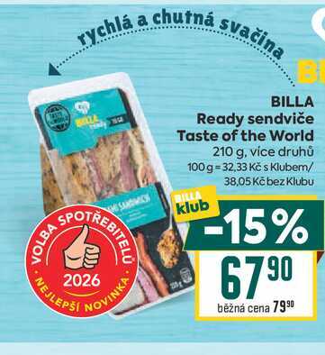 BILLA Ready sendviče Taste of the World 210 g
