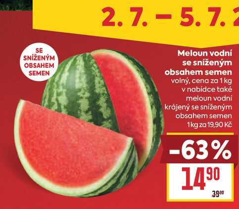 Meloun vodní se sníženým obsahem semen volný, cena za 1 kg