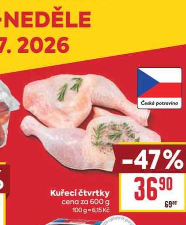 Kuřecí čtvrtky cena za 600 g 
