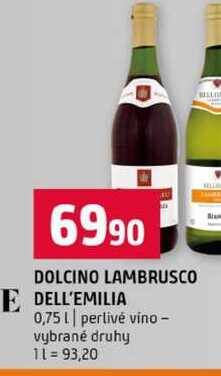 DOLCINO LAMBRUSCO E DELL'EMILIA 0,75l perlivé víno vybrané druhy 