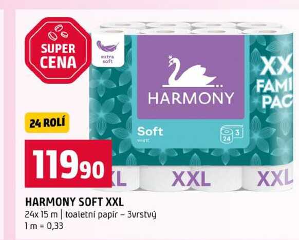 HARMONY SOFT XXL 24x 15 m toaletní papír 3vrstvý 