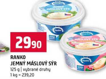 RANKO JEMNÝ MÁSLOVÝ SÝR 125 g vybrané druhy 