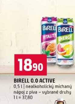 BIRELL 0.0 ACTIVE 0,5l nealkoholický míchaný nápoj z piva vybrané druhy 