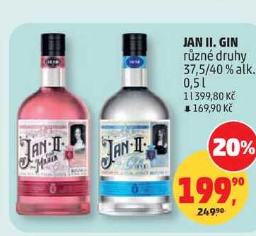 AN II. GIN různé druhy 37,5/40% alk. 0,5l